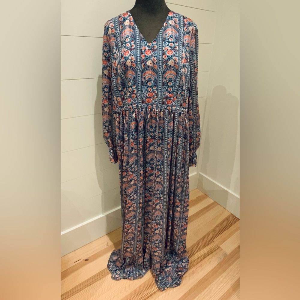 Mikael Aghal Multicolor Long Sleeve Dress NWT